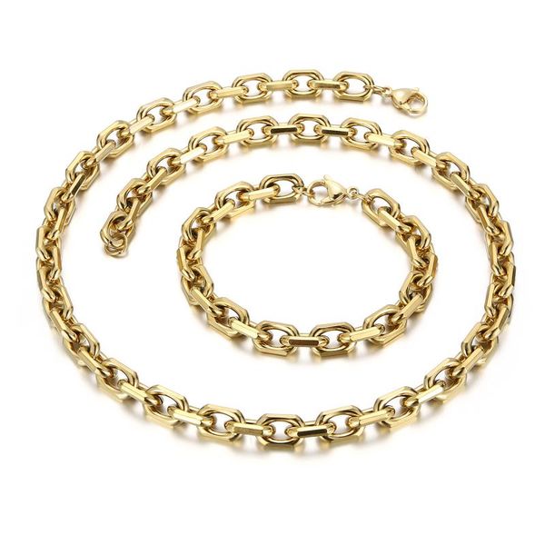 

earrings & necklace stainless steel bracelet set layered men and women round button jewelry couple fashion golden, Silver