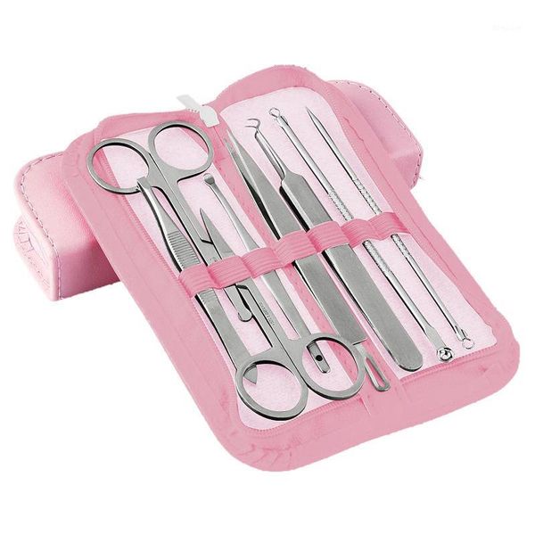 

piece/set stainless steel eyebrow clip scissors ear pick spoon blackhead remover double-head acne needle nail tools sets1