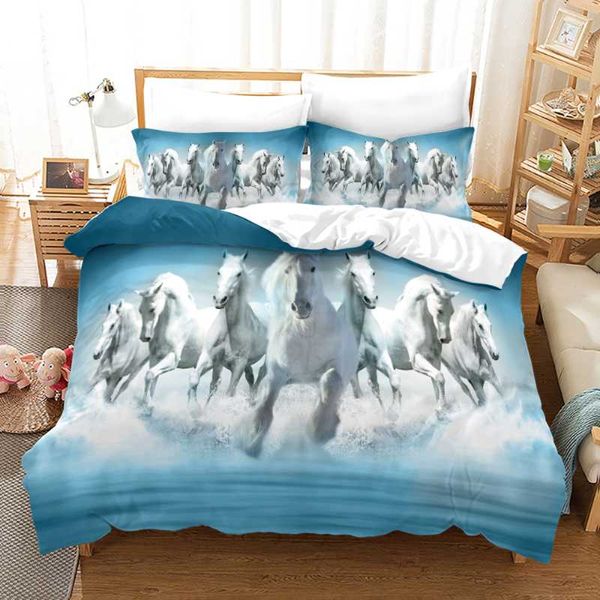 

bedding sets horse set single twin full  king size animal horses bed children's kid bedroom duvetcover 3d 004