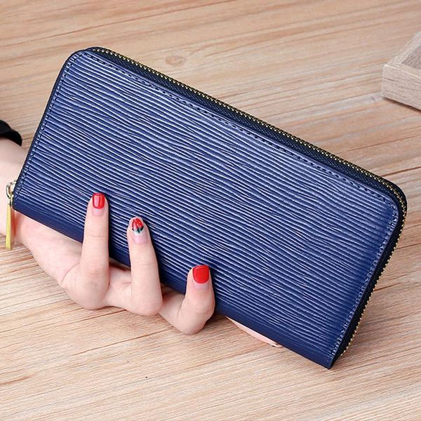 

women's wallet genuine leather water ripple clutch multifunction card holder high capacity coin purse passport storage bag wallets, Red;black