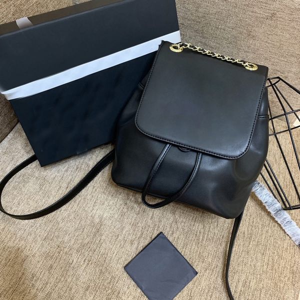 

5a quality luxurys designers girl backpack school bags backpacks black white genuine leather wallet hardware chain rope woman travel bag