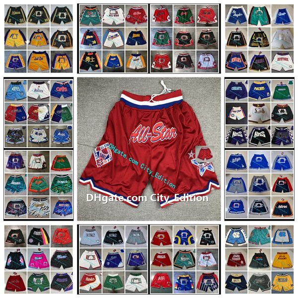 

men's 1991 red all-star just don basketball shorts pink hip-hop sport wear zipper pant with pocket authentic stitched classic mesh swea, Black