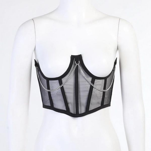 Cinture Maglia Bustier Abiti Vintage Nero Sottoseno Corsetto Fasciatura Fascia da donna Harajuku Sexy Aderente Casual Shaper della vita