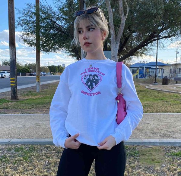 

women hoodie i have one direction infection sweatshirt aesthetic crewneck sweater casual vacation love female print sweatshirts, Black