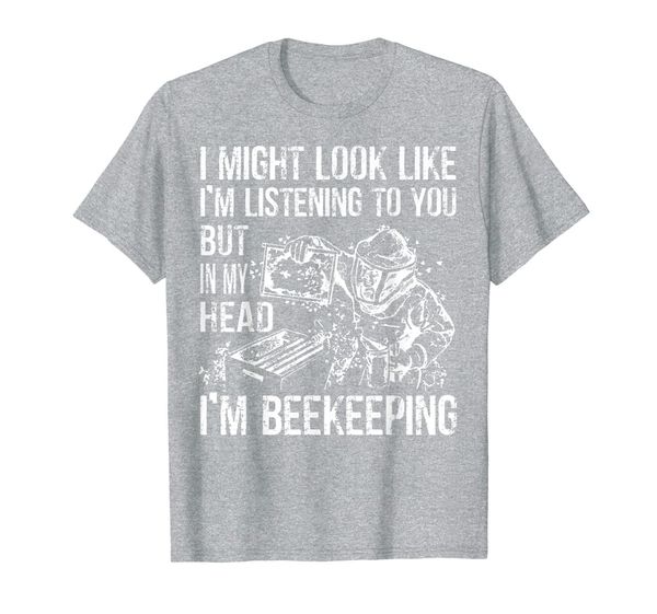 

in my head i'm beekeeping great gift for honey beekeper bee t-shirt, White;black