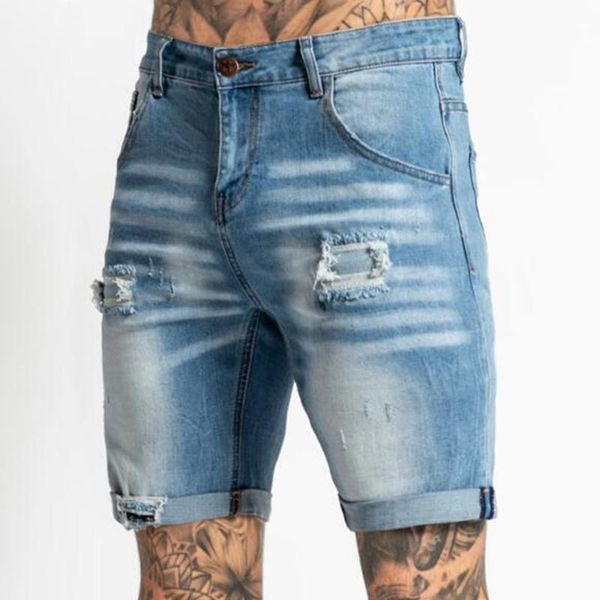 

men's shorts 2021men summer jeans plus size vintage ripped turn up cuff fifth pants denim outdoor, White;black
