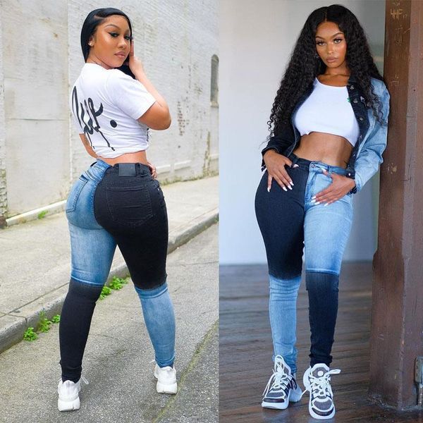 

women's jeans fashion women skinny slim fit pant high waist long, Blue