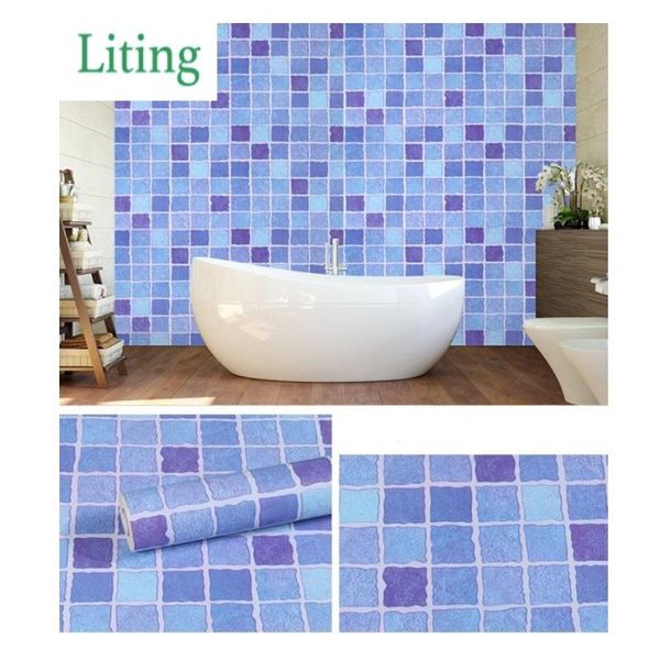 

wall stickers bathroom pvc mosaic wallpaper kitchen waterproof tile plastic self adhesive papers home decor