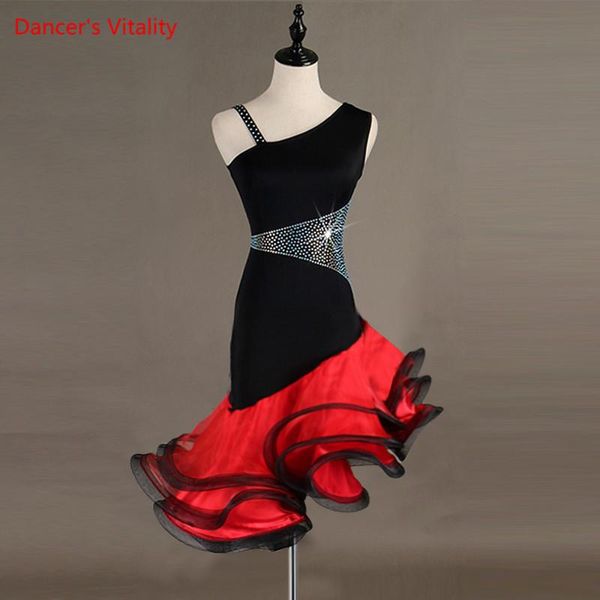 

stage wear latin dance dress female diamond for women samba tango american dresses, Black;red
