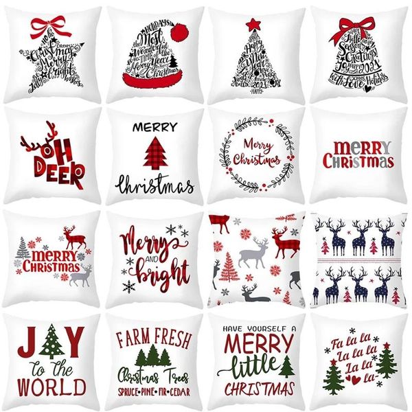 

pillow case 45x45cm cartoon santa claus cover elk christmas pillowcase decor home merry ornament navidad xmas gifts