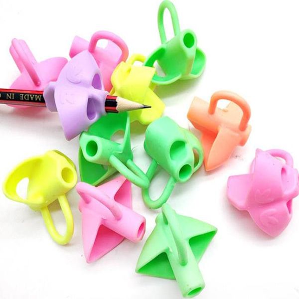 

1pcs children writing pencil pan holder kids learning practise silicone pen aid grip posture correction device for students refills, Black;red