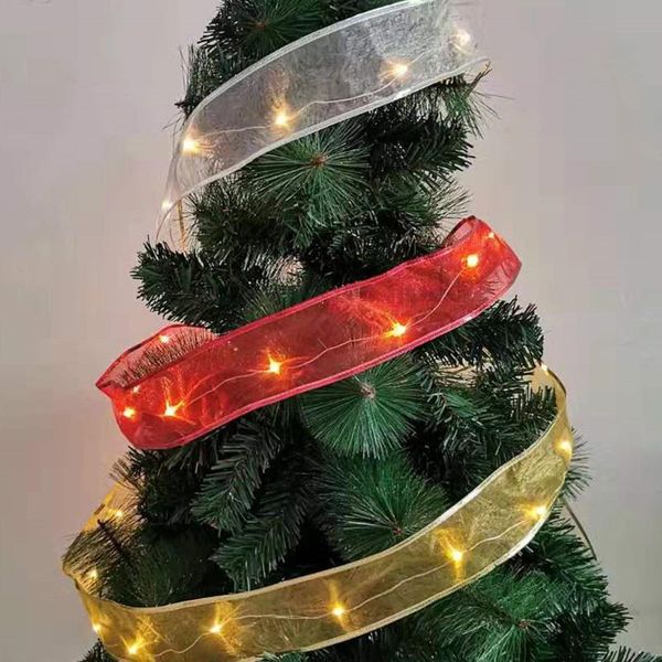 

christmas decorations 2m ribbon with led lights waterproof for tree 2022 year wall window home