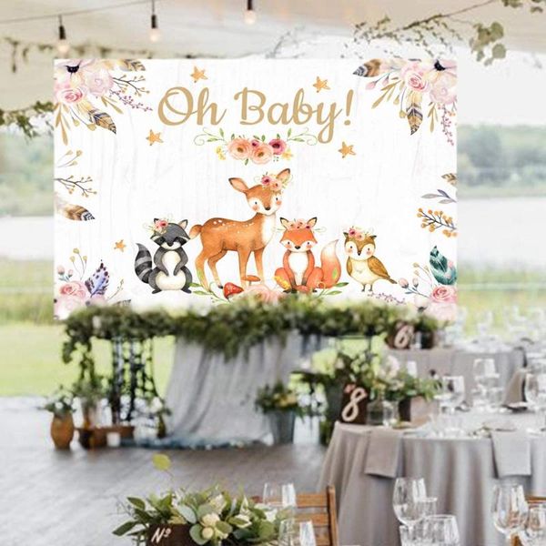 

party decoration woodland baby shower backdrop decorations jungle animals theme pink floral banner oh background for birthday
