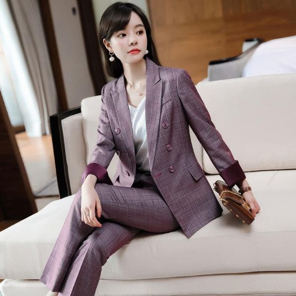 

fashion blazers women business suits formal office work wear ladies pant and jacket sets women's two piece pants, White