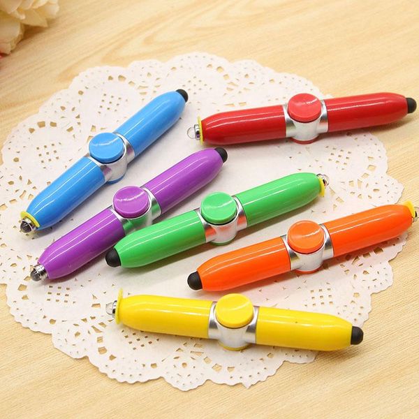 

ballpoint pens 3 in 1 flash spinning pen,touchscreen pen led light pen,funny rotating gaming pen,kids writing toy, Blue;orange