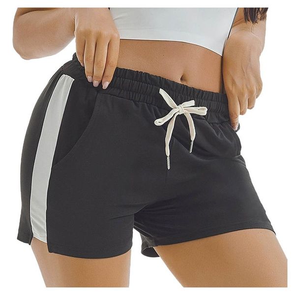 

yoga outfit ladies stretch sports shorts leisure home running plus size loose solid drawstring fitness