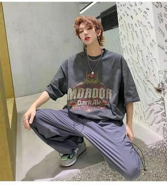 

man streetwear t-shirt lettering print graphics t shirt oversized loose casual 2021summer punk plus fashion hip-hop tee men's t-shirts, White;black