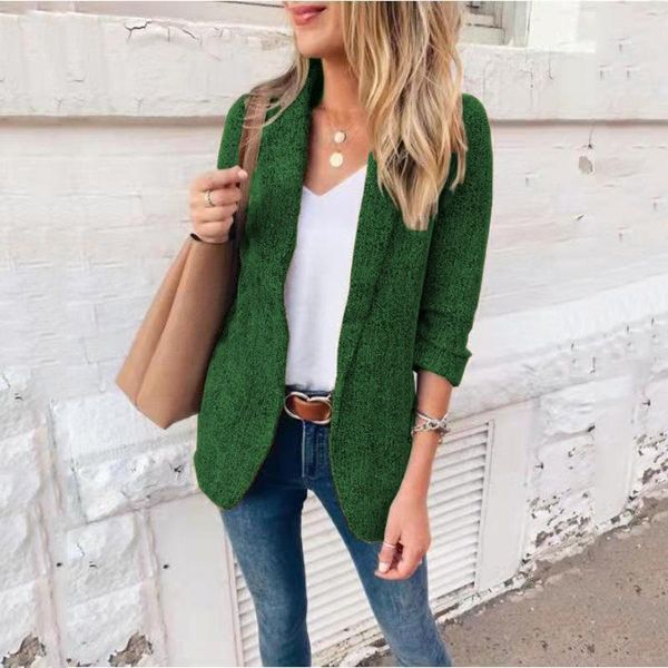 

women's suits & blazers suit jacket spring and autumn fashion casual cotton no deduction long sleeve leisure solid color loose blazer, White;black