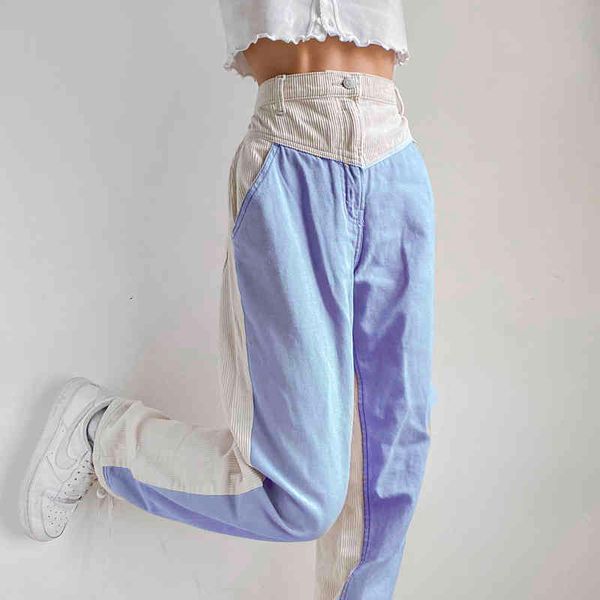 

streetwear patched corduroy high waist pants winter women fashion harajuku y2k long straight trousers autumn pants female 210415, Black;white