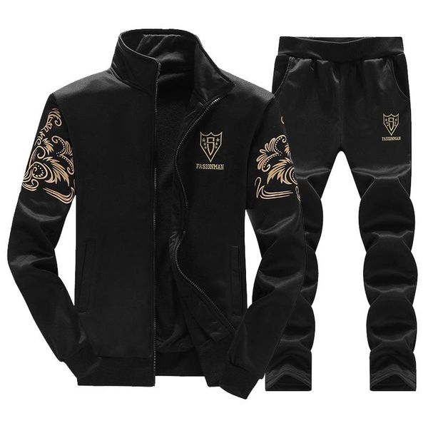 

men's tracksuits mens sweatshirt set fall fashion stand-collar cardigan casual sports sweater suit sportswear husband joggers clothing, Gray