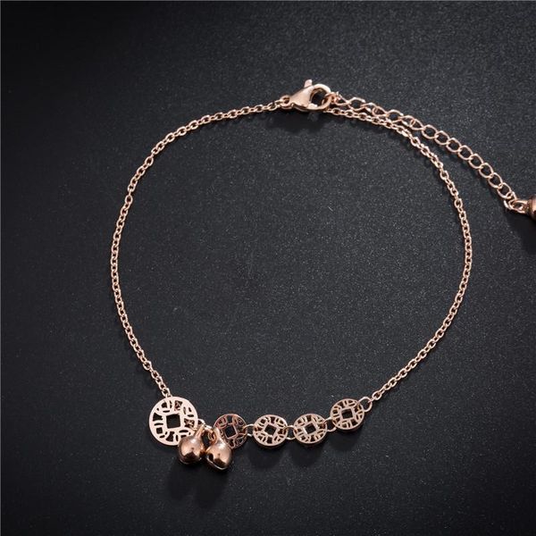 

anklets korean coin titanium steel anklet rose gold fashion accessories men's and women's bell copper ring, Red;blue