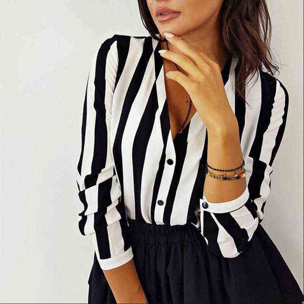 

casual striped loose womens shirts blusas autumn fall office sexy, White