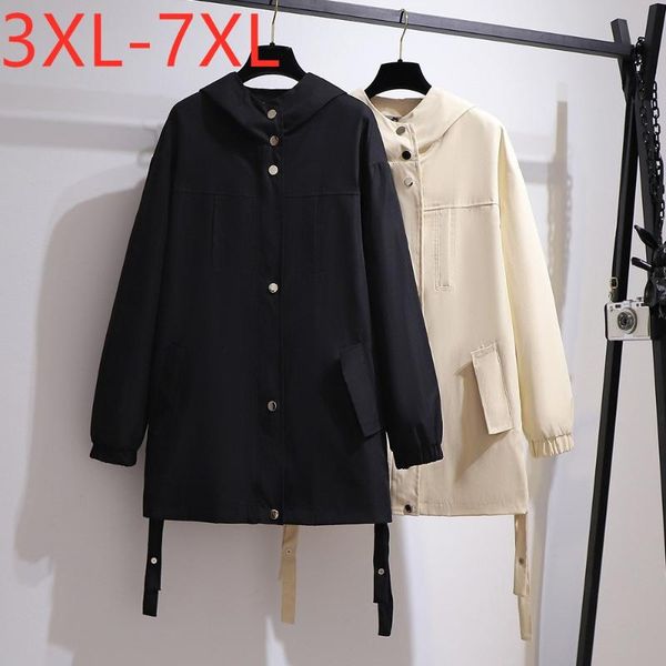 

plus size outerwear & coats missfansiqi 3xl-7xl ladies autumn winter hoodie jacket for women large long sleeve loose pocket black button coa