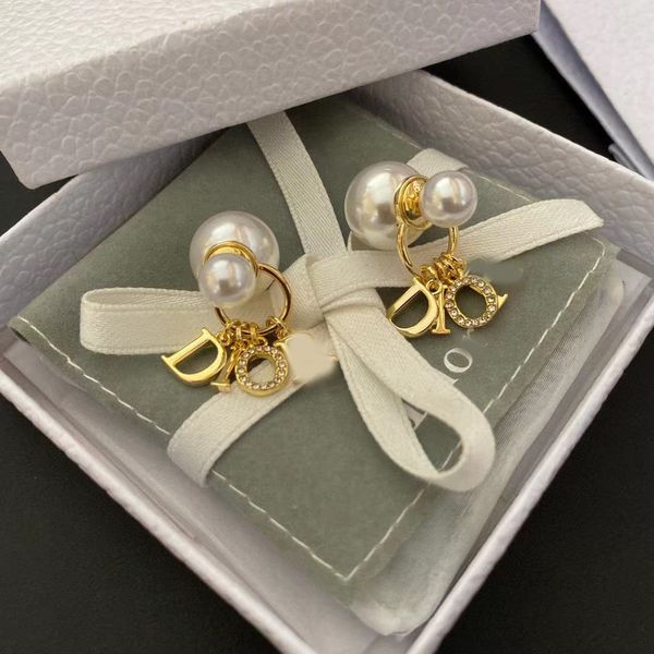 

designer jewelry letter size pearl fashion female earrings net red same gift lds3, Golden