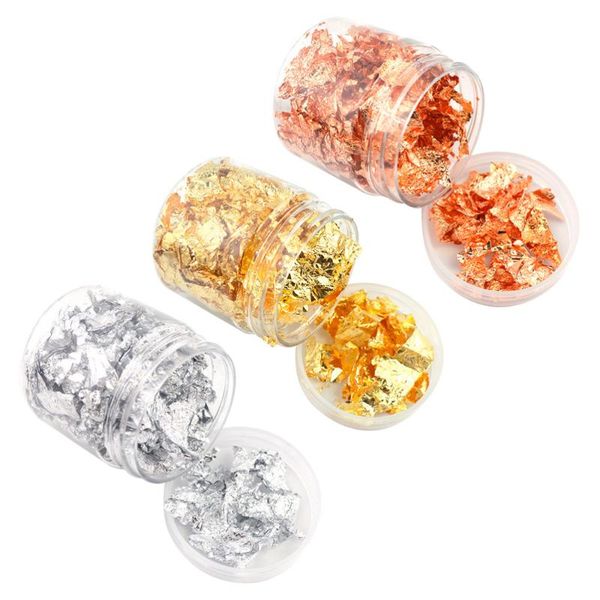 

nail glitter 3 bottles decorative gold foil piece art diy candle aroma decor, Silver;gold