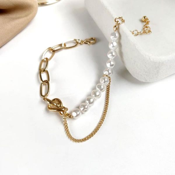 

link, chain in 2021style baroque imitation pearl bracelet fashion and personality temperament women fine jewelry gifts sell like cakes, Black