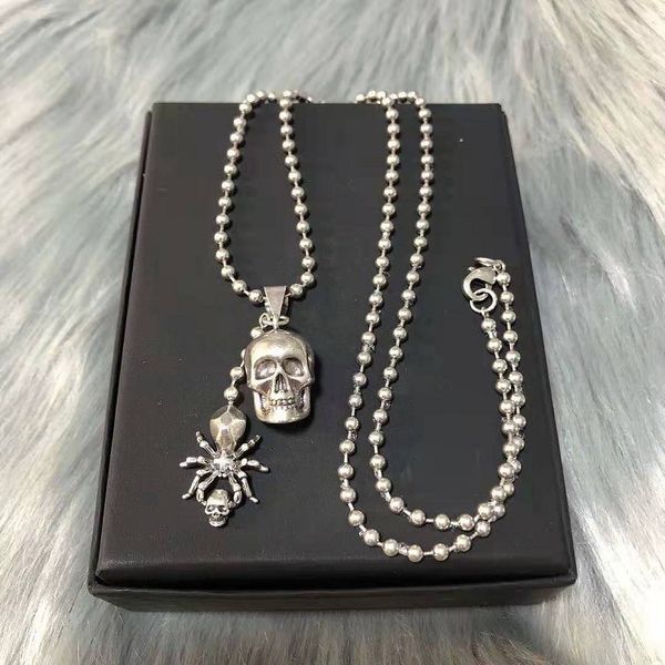 

chains 14k gold necklace for women wedding clavicle spider skeleton buddha bead sweater chain long simple fashion pendant, Silver