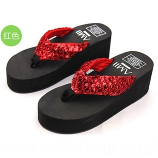 

mrxg summerclip toe sequin anti muffin flip flop beach shoes women thick bottom cool per slope heel flip-flops slippers sandals and slip