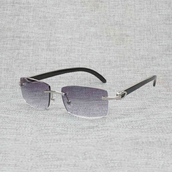 

2022 factory wholesale new model vintage buffalo horn men rimless square natural wood eyeglasses for club driving shades retro gafas 012n 9e, White;black
