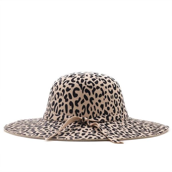

wide brim hats flat brimmed hat, leopard print couple jazz woolen hatflat, Blue;gray
