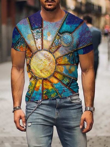 

fringe style men's 3d printed t-shirt visual impact party shirt punk gothic round neck high-quality american muscle style short sleeves, White;black