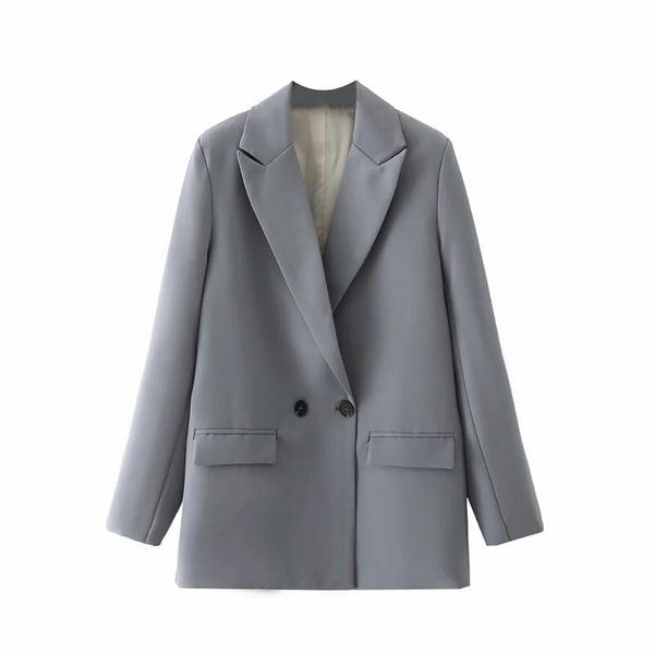 

women's suits & blazers dylqfs 2021 women elegant solid streetwear fashion suit female vintage office lady double breasted blazer coat, White;black