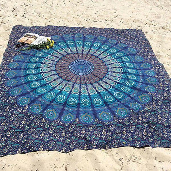 

carpets 210x150cm beach towel rectangular design mandala flower pattern printing absorbent quick-drying bedspread