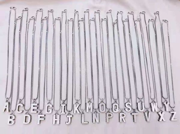 

designer jewelry s925 english 26 letter necklace fashion thai silver carved tengwen male and female couple pendant