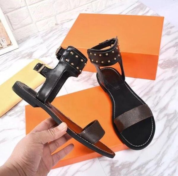 

2021 ladies beach roman sandals designers luxurys sandals women summer flats high boots slippers with box 35-42, Black