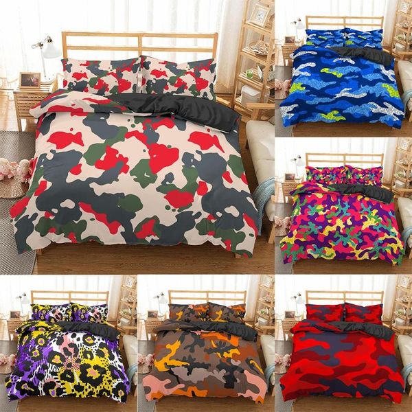 

camouflage bedding set luxury duvet cover  king quilt abstract bedclothes bed linen home textiles sets