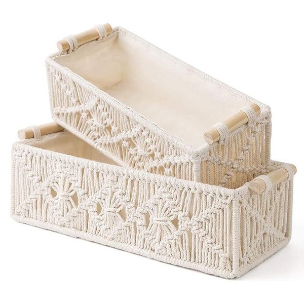 

tissue boxes & napkins macrame storage baskets decor box handmade woven decorative countertoilet tank shelf cabinet organizer boho set o