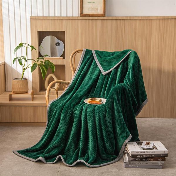 

blankets 2021 autumn winter throw blanket fleece green beige soft thicken bed sheet bedspread flannel bedding home textile 120*200cm