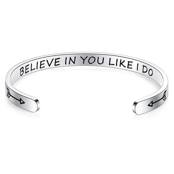 

stainless steel bracelet c-shaped opening female fashion jewelry boyfriend gift believe in you like i do christmas bangle, Black