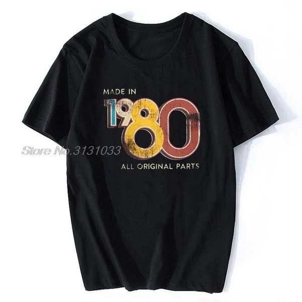 

men's t-shirts made in 1980 40th birthday 40 years old school retro t shirt anniversary cotton short sleeve tee unique, White;black