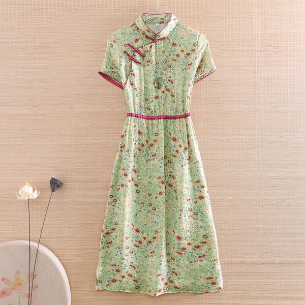 

ethnic clothing high-end spring summer women print little red flowers cheongsam dress chinese style elgant lady floral party qiapao s-xxl
