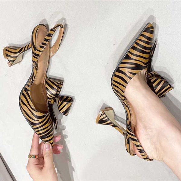 

sandals back strap wedding women pumps zebra stripes kitten high heel outside shoes bow-knot, Black