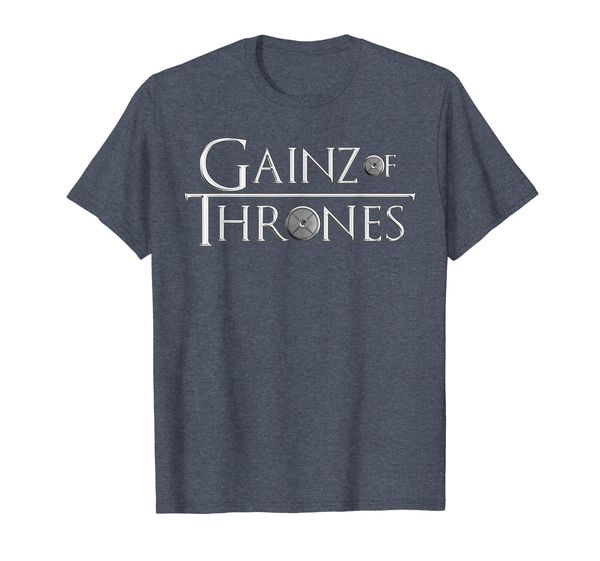 

gainz of thrones: funny fitness gym parody t-shirt, White;black