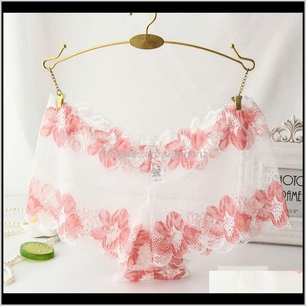 

panties underwear apparel drop delivery 2021 75-250 jin plus-sized lace printed boxercolor matching rosepattern cotton crotch girlsunder, Black;pink
