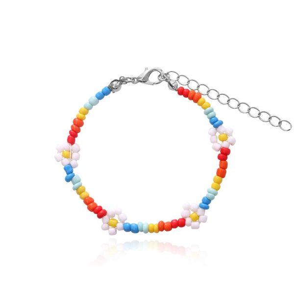 

charm bracelets korean cute flowers daisy for femme fashion colorful beaded handmade bead wristband women jewelry gift, Golden;silver