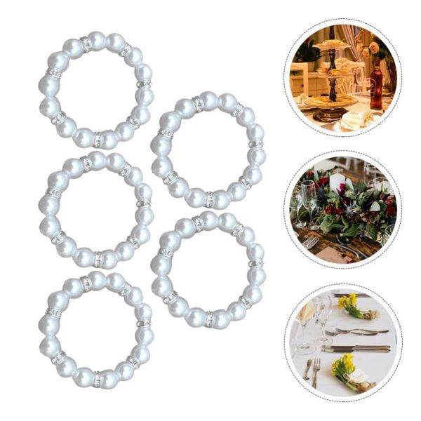

5pcs napkin buckles imitation pearl rings table holders
